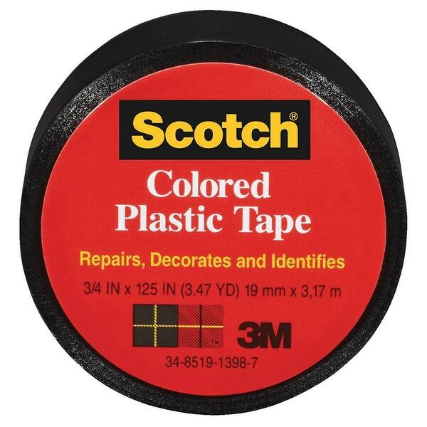 Scotch 190BK Colored Plastic Tape, 3/4" x 125", Black Bed Bath